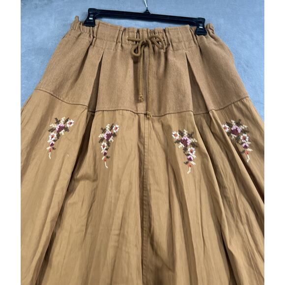 Free People Arielle Maxi Skirt Size XSmall Brown Embroidered Floral - Picture 5 of 14